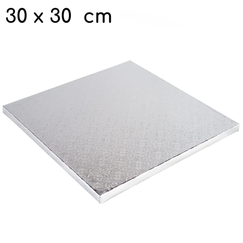 Podkład pod tort prostokątny powlekany sztywny Srebrny 30x30cm