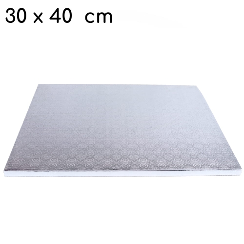 Podkład pod tort prostokątny powlekany sztywny Srebrny 30x40cm