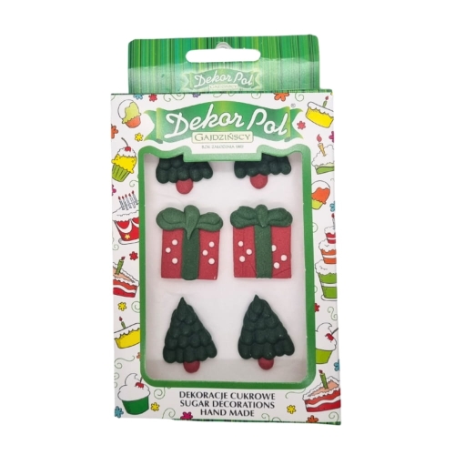 Zestaw dekoracji cukrowych na Boże Narodzenie Zielony 6szt
