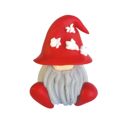 Czerwony skrzat świąteczna figurka cukrowa na tort