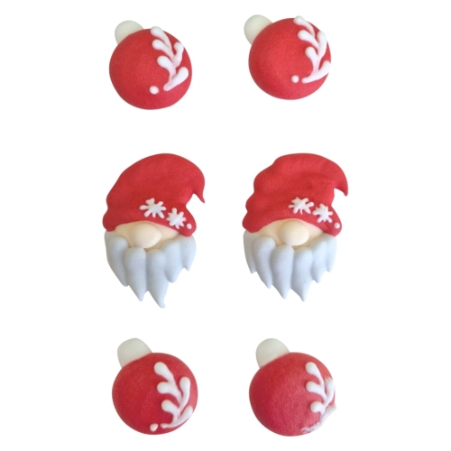 Zestaw dekoracji cukrowych na Boże Narodzenie Czerwony 6szt