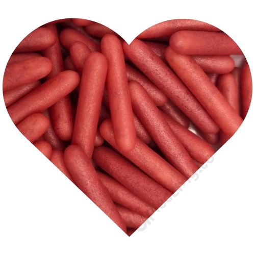 Czerwone Makaroni podłużna posypka cukrowa 60g