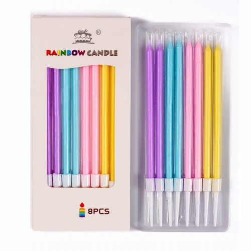 Świeczki urodzinowe na tort Pastelowe proste 15,5cm 8szt